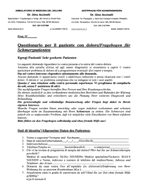 Questionario per il paziente con dolore