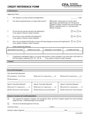 Credit Reference Form