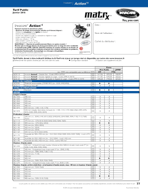 Formulaire de configuration du fauteuil Invacare Action5