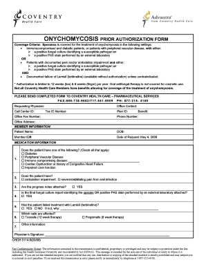 Onychomycosis Prior Authorization Form