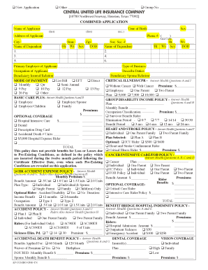 Central United Life Insurance Application