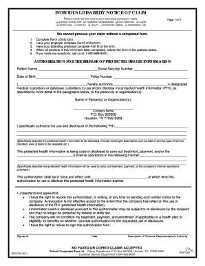 Individual Disability Claim Form