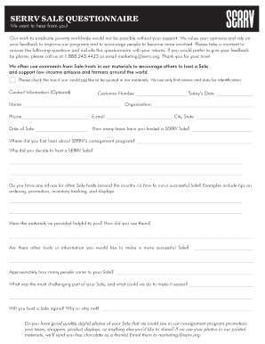 SERRV Sale Questionnaire