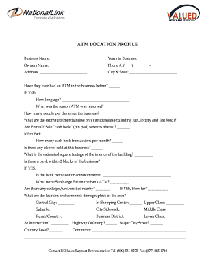 ATM Location Profile Form