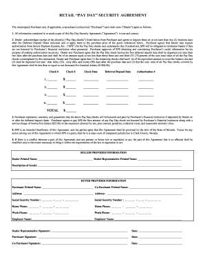 Retail Pay Day Security Agreement