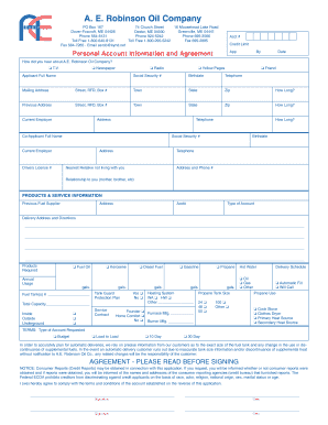 A.E. Robinson Oil Company Credit Application