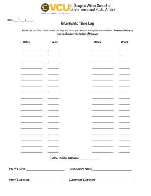 Internship Time Log Form