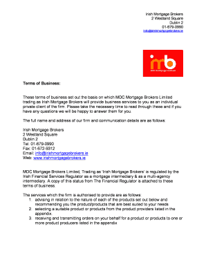 Irish Mortgage Brokers Terms of Business Agreement