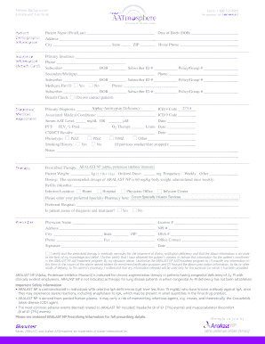Patient Enrollment Form for ARALAST NP