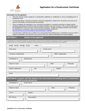Application for a Construction Certificate