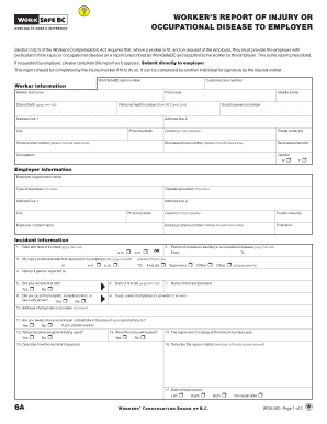 Worker's Report of Injury or Occupational Disease to Employer
