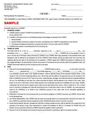 Student Apartment Lease Agreement