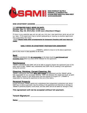 Early Move-In Apartment Preparation Agreement