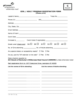 Girl Scouts Event Registration Form