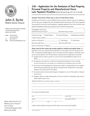 Ohio Real Property Late Payment Penalty Remission Application