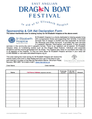 Sponsorship & Gift Aid Declaration Form