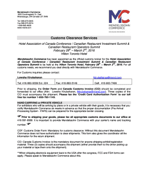 Canada Customs Invoice Form