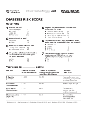 Diabetes Risk Score Assessment Form
