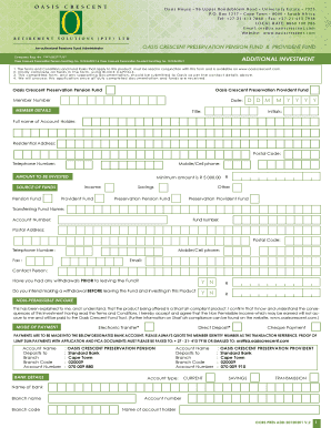 Oasis Crescent Preservation Fund Additional Investment Form