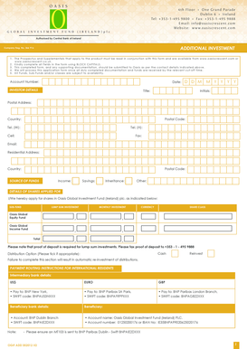 Oasis Global Investment Fund Application Form