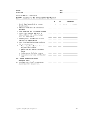 Procedure Performance Checklist for Risk of Pressure Ulcer Development