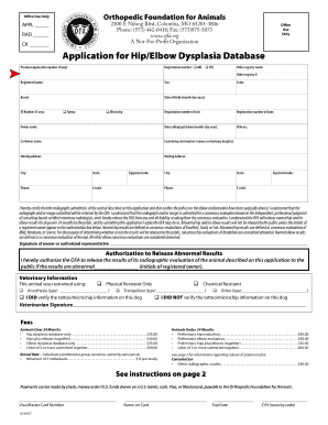 OFA Hip/Elbow Dysplasia Application
