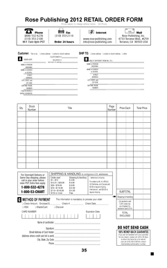 Rose Publishing Retail Order Form