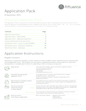 Affluence Investment Fund Application Pack