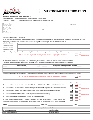 SPF Contractor Affirmation