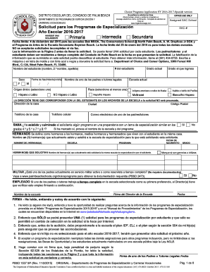 Solicitud para los Programas de Especialización