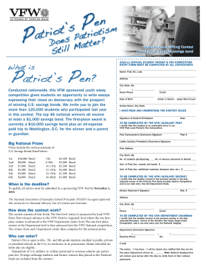 Patriot's Pen Essay Contest Entry Form