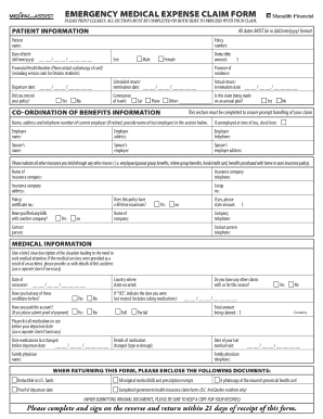 Emergency Medical Expense Claim Form