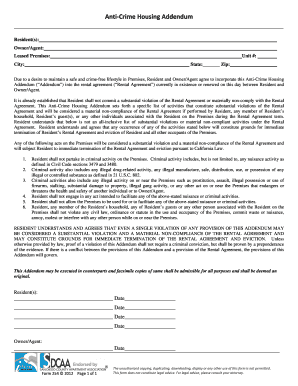 Anti-Crime Housing Addendum