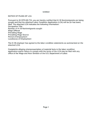 H-1B Labor Condition Application Notice