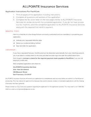 PacifiCare Individual Health Insurance Application