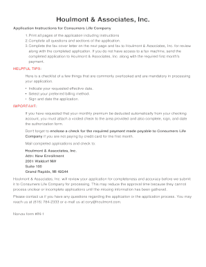 Michigan Health Insurance Application Form