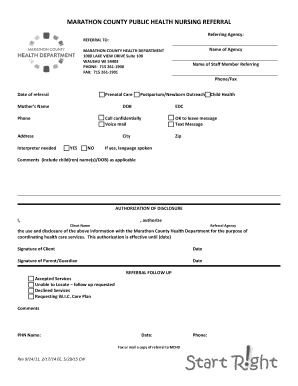 Marathon County Public Health Nursing Referral