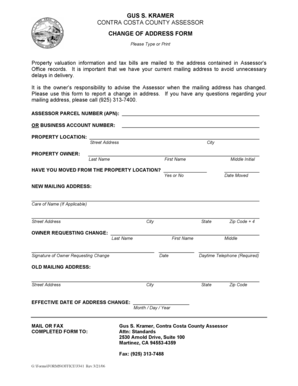 Contra Costa County Change of Address Form
