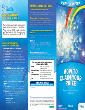 Lottery Prize Claim Form