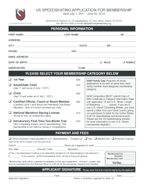 US Speedskating Membership Application
