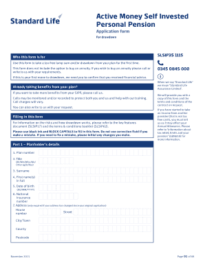UK Self Invested Personal Pension Drawdown Application