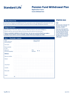 Pension Fund Withdrawal Plan Application Form