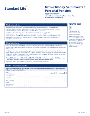 Active Money Self Invested Personal Pension Application Form