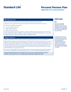 Personal Pension Plan Payment Increase Application