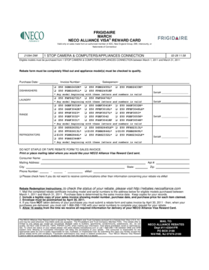 Frigidaire Appliance Rebate Form