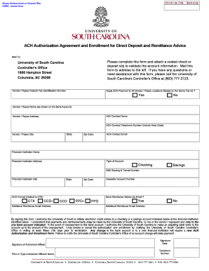 ACH Authorization Agreement for Direct Deposit