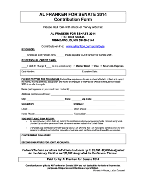 Al Franken for Senate 2014 Contribution Form