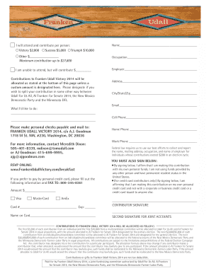 Franken Udall Victory 2014 Contribution Form
