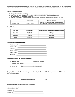 Rewards Redemption Form
