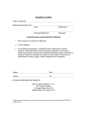 Reference Form